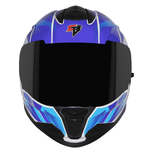 STEELBIRD Sbh 57 Iss Fighter F4 White Sky Blue Full Face Helmet