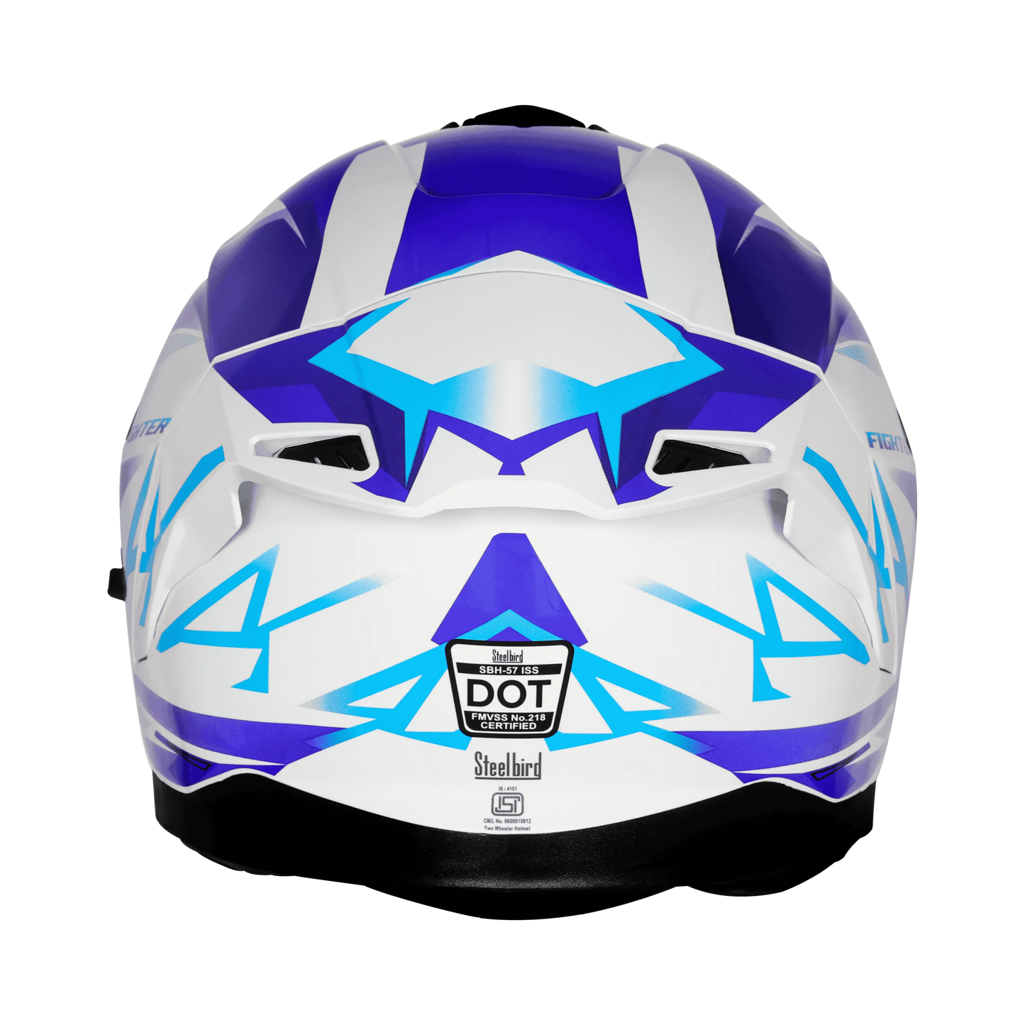 STEELBIRD Sbh 57 Iss Fighter F4 White Sky Blue Full Face Helmet