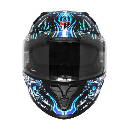 Steelbird Sbh 61 Sxe Sp1 Black Sky Blue Full Face Helmet