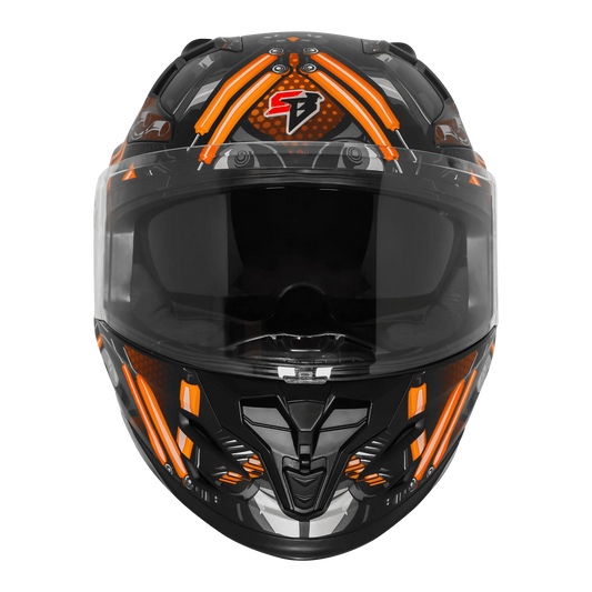 Steelbird Sbh 61 Sxe St1 Black Orange Full Face Helmet