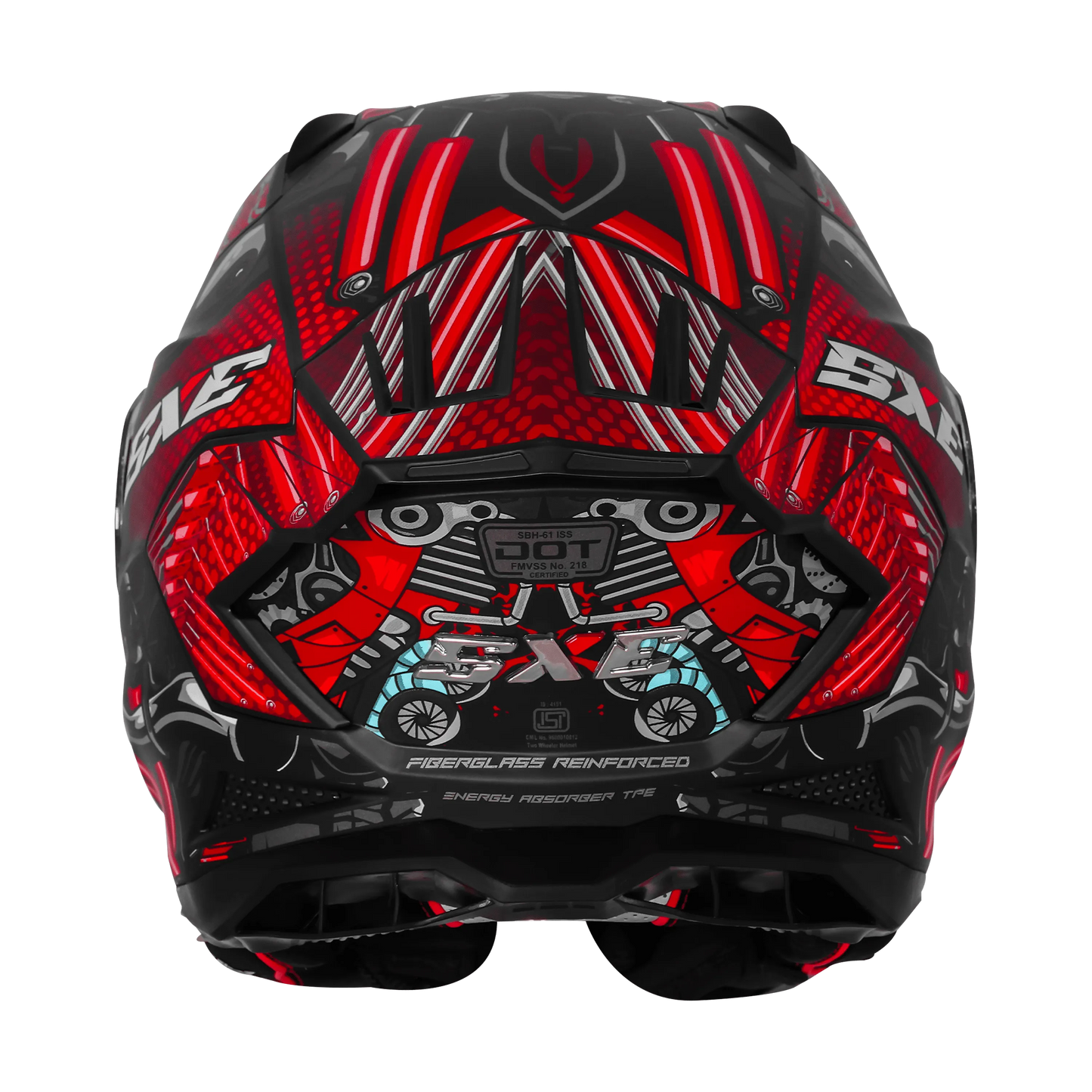 Steelbird Sbh 61 Sxe St1 Black Red Full Face Helmet