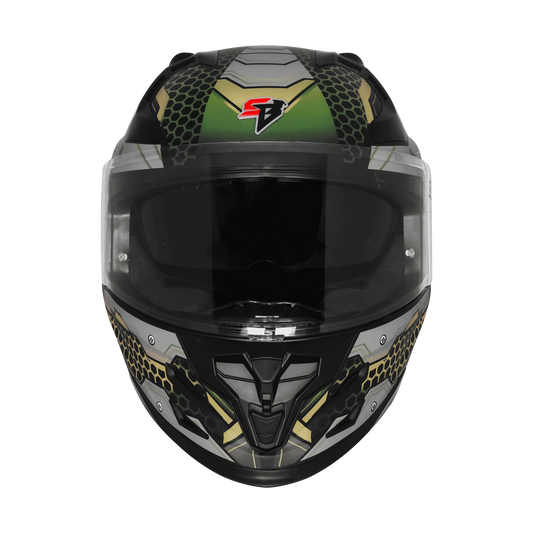 Steelbird Sbh 61 Sxe St2 Matt Black Battle Green Full Face Helmet