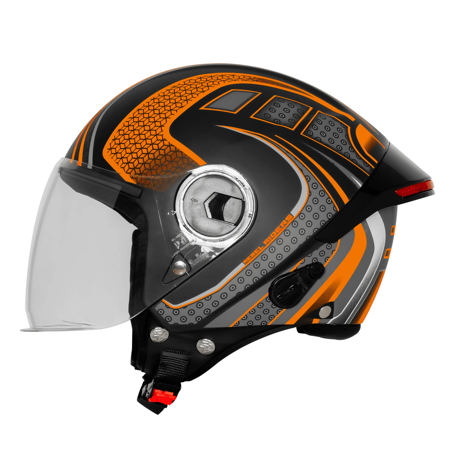 Steelbird Sbh 64 Zip Rebel Riders Black Orange Half Face Helmet