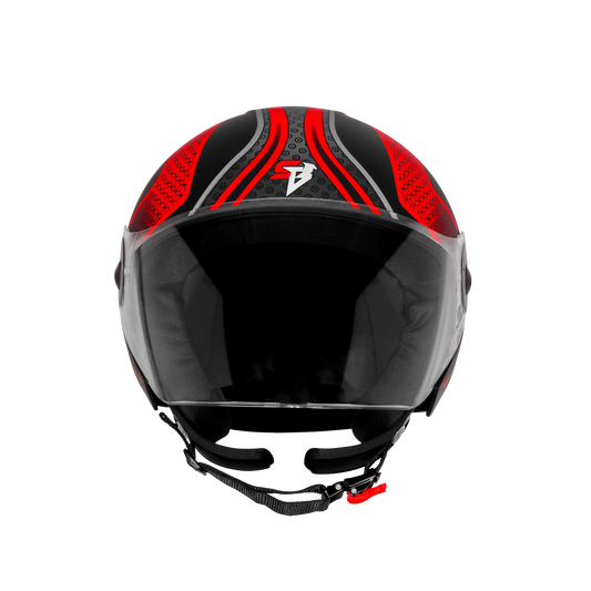 Steelbird Sbh 64 Zip Rebel Riders Black Red Half Face Helmet