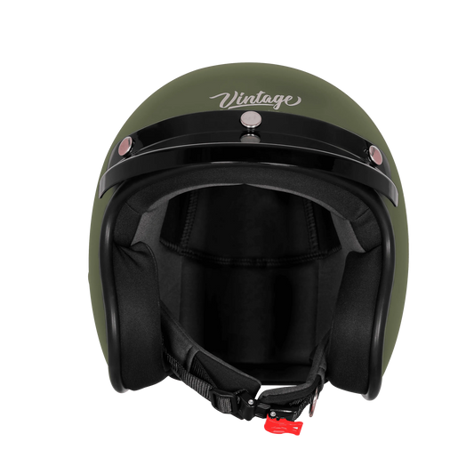 Steelbird Sbh 66 Vintage Matt Battle Green Half Face Helmet