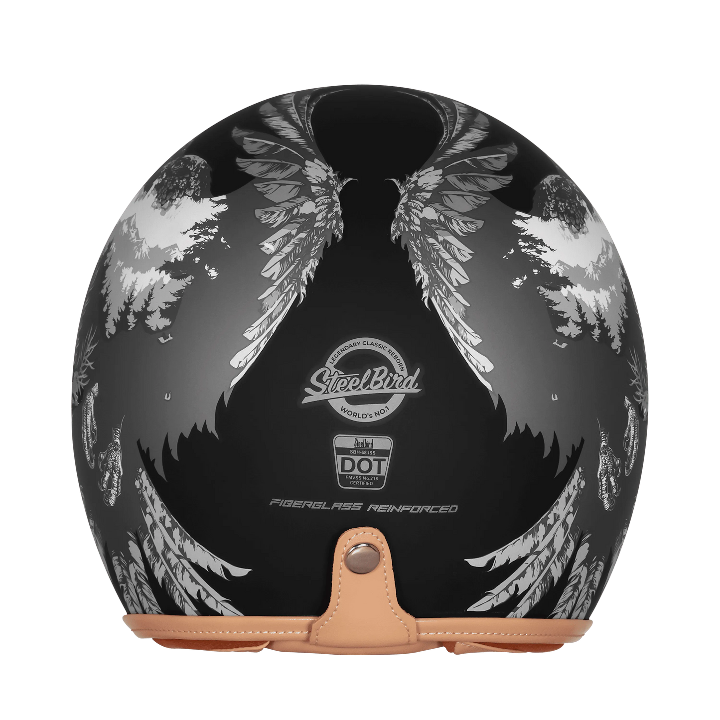 Steelbird Sbh 68 Vintage Dot 2,0 Eagle Black With Gray Half Face Helmet