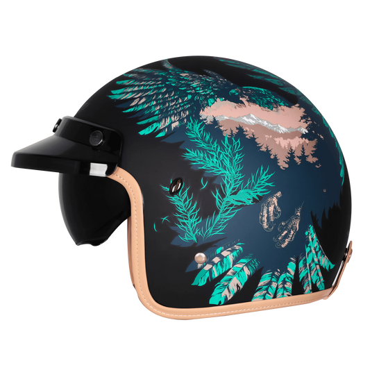 Steelbird Sbh 68 Vintage Dot 2.0 Eagle Black With Green