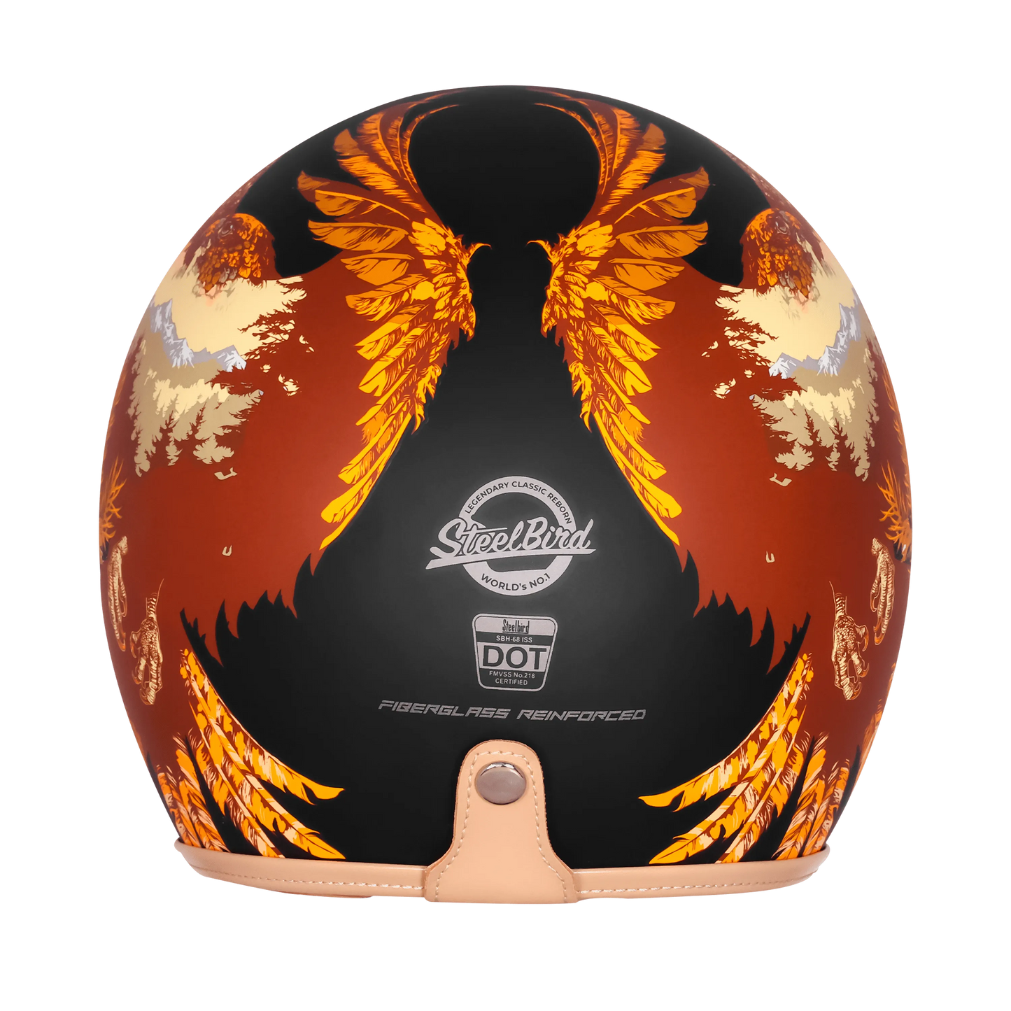 Steelbird Sbh 68 Vintage Dot 2,0 Eagle Black With Orange Half Face Helmet