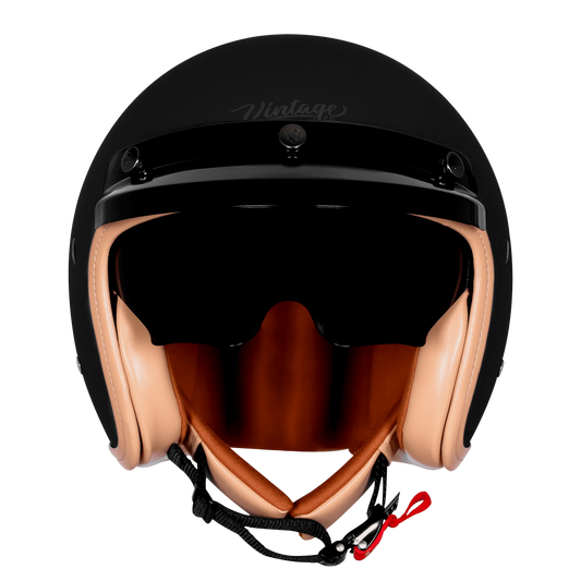 Steelbird Sbh 68 Vintage Matt Black Half Face Helmet