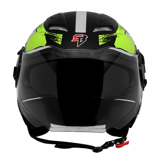 Steelbird Sbh 73 Drx Black Neon Half Face Helmet