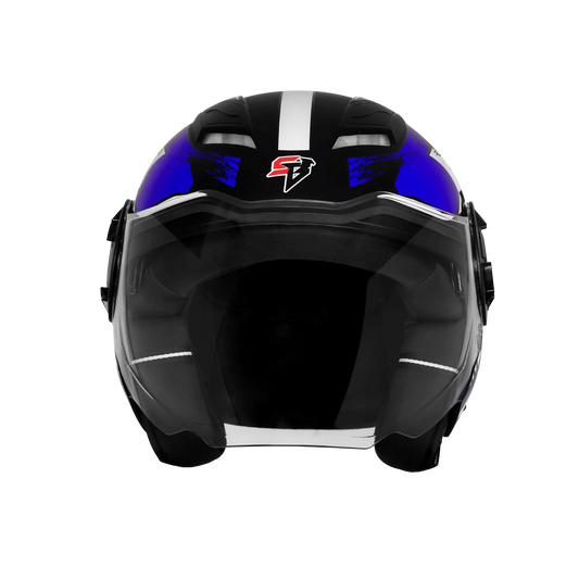 Steelbird Sbh 73 Drx Rf Core Black Blue Half Face Helmet