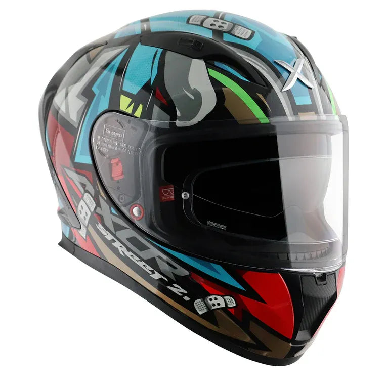 AXOR Street Bobby Black Blue Full Face Helmet