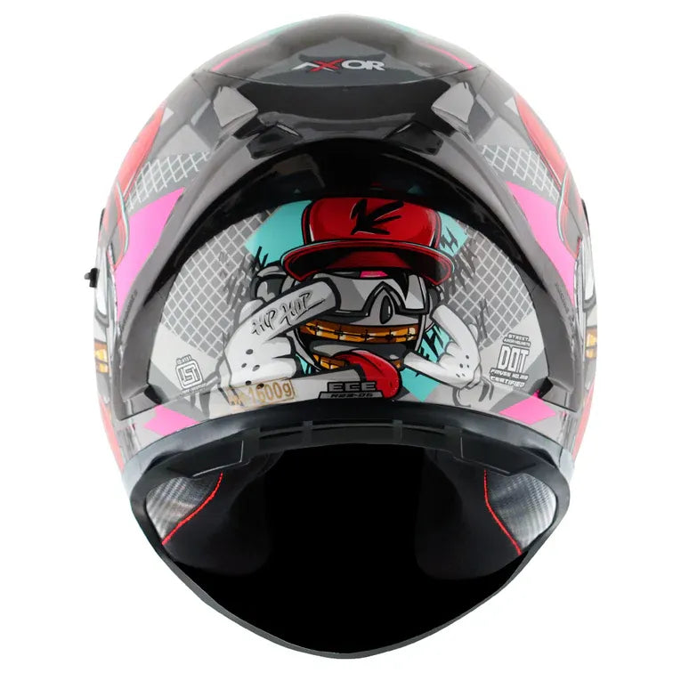 AXOR Street Hip Hop Athena Grey Mint Half Face Helmet