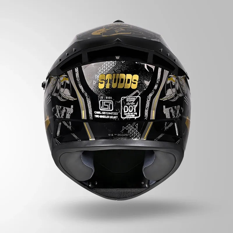 Studds Drifter Batman Edition Black Gold Full Face Helmet