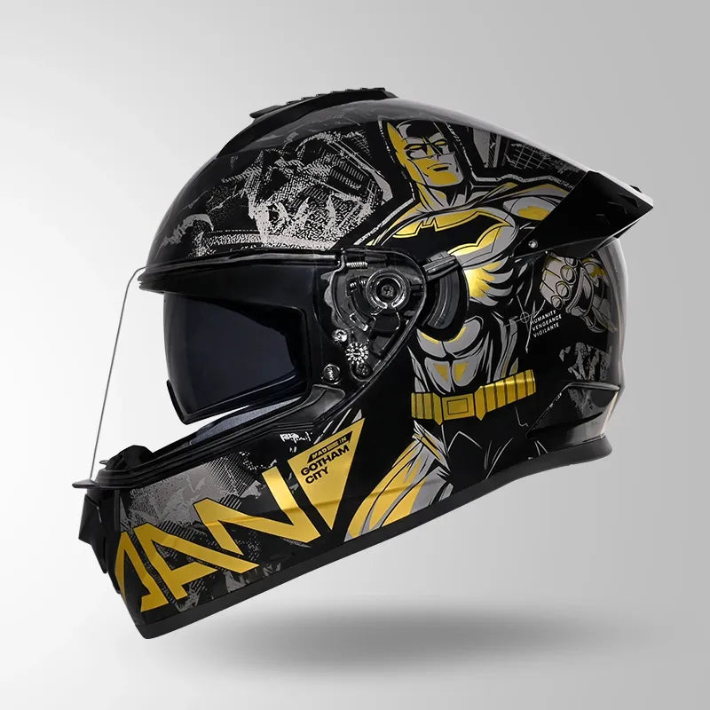 Studds Drifter Batman Edition Black Gold Full Face Helmet
