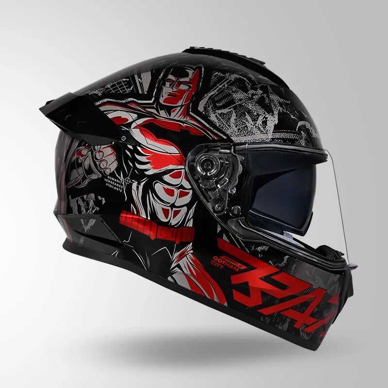 Studds Drifter Batman Edition Black Red Full Face Helmet