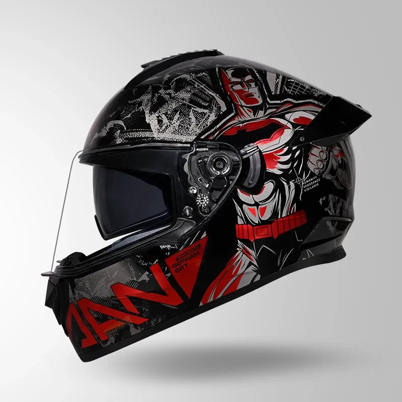 Studds Drifter Batman Edition Black Red Full Face Helmet