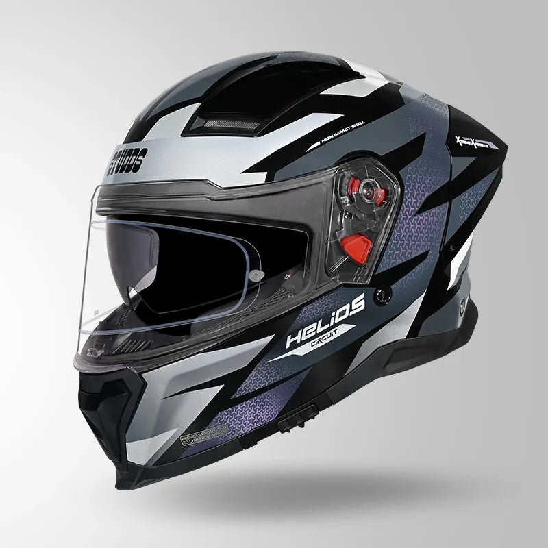 Studds Helios D2 Black Chameleon Grey Pink Full Face Helmet