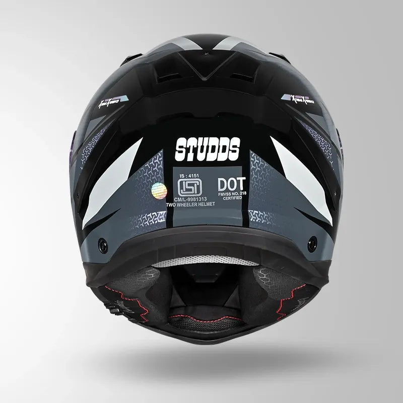 Studds Helios D2 Black Chameleon Grey Pink Full Face Helmet