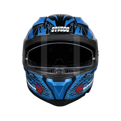 Studds Helios Superman Edition Blue Blue Full Face Helmet