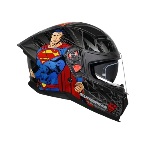 Studds Helios Superman Edition Gray Blue Full Face Helmet
