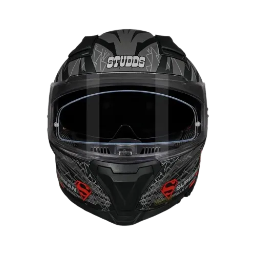 Studds Helios Superman Edition Matt Black Blue Full Face Helmet