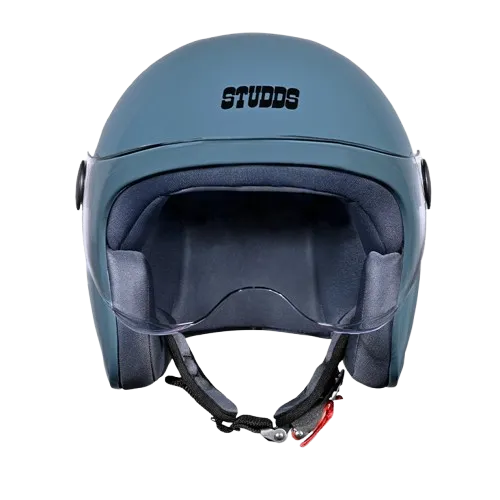 STUDDS Jet With Short Shork Skin Blue Half Face Helmet