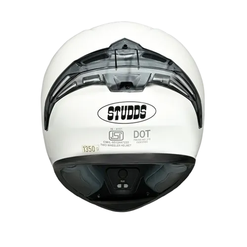 STUDDS Thunder Smoky Spoiler White Full Face Helmet