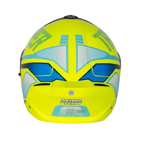 STUDDS Trooper D1 Yellow Blue Flip Up Helmet