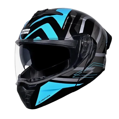 Studds Trooper D3 Black N1 Blue Full Face Helmet