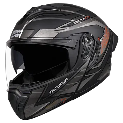 Studds Trooper Race D4 Matt Black Orange N4 Flip up Helmet