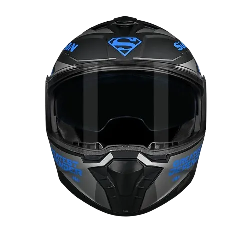 Studds Trooper Superman Matt Black N1 Blue Flip Up Helmet