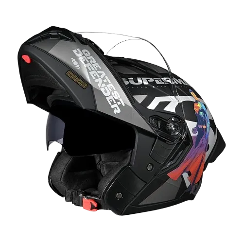 Studds Trooper Superman Matt Black N4 Gray Flip Up Helmet