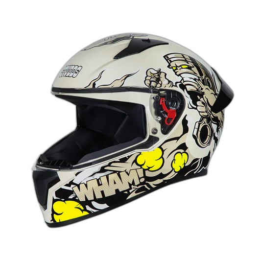 STUDDS Thunder D10 Spoiler White Yellow Full Face Helmet