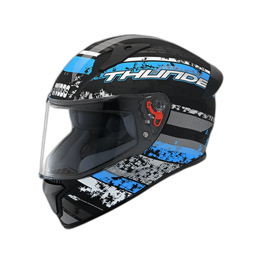 STUDDS Thunder D1 Matt Black N1 Blue Full Face Helmet