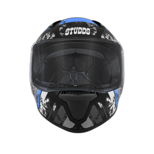 STUDDS Thunder D1 Matt Black N1 Blue Full Face Helmet