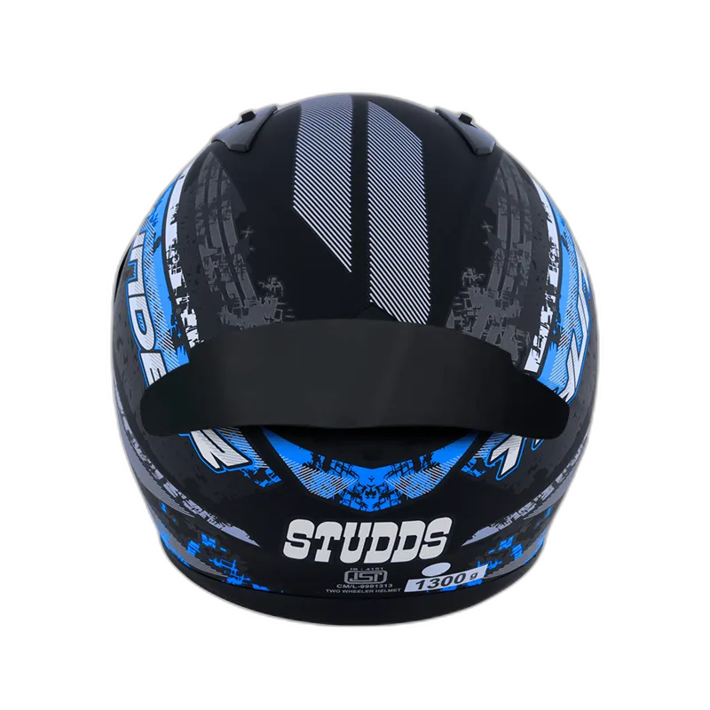 STUDDS Thunder D1 Matt Black N1 Blue Full Face Helmet