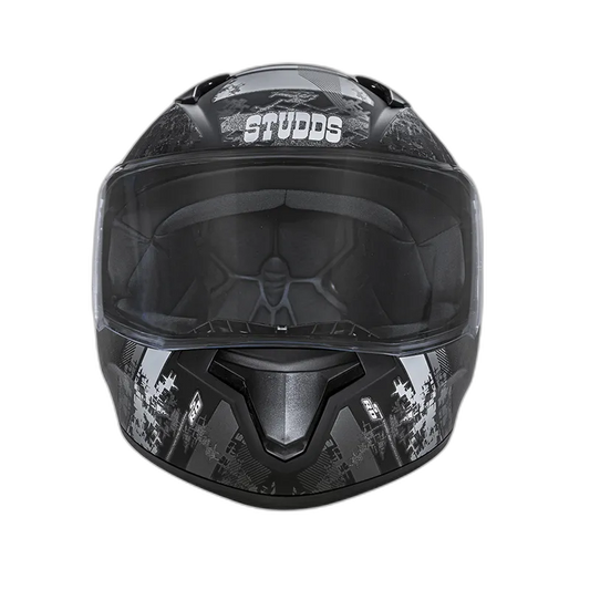 STUDDS Thunder D1 Matt Black N4 Grey Full Face Helmet