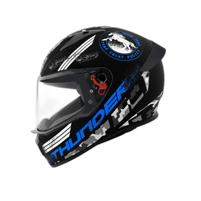 STUDDS Thunder D2 Matt Black N1 Blue Full Face Helmet