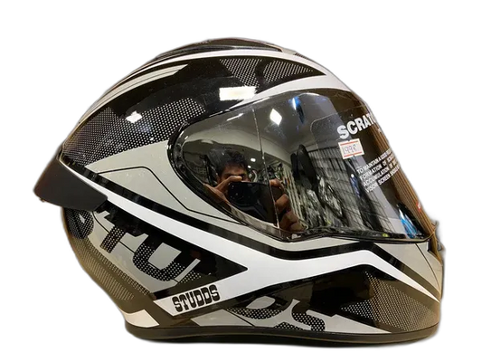 STUDDS Thunder D4 Black N6 White Full Face Helmet