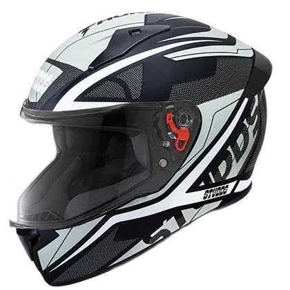 STUDDS Thunder D4 Black N6 White Full Face Helmet