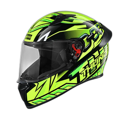 STUDDS Thunder D5 Matt Black Green N5 Full Face Helmet
