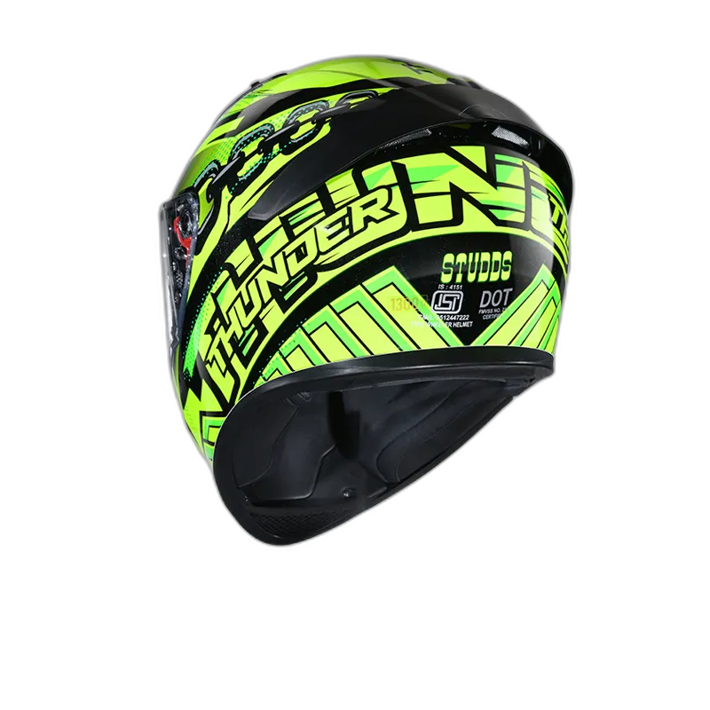 STUDDS Thunder D5 Matt Black Green N5 Full Face Helmet