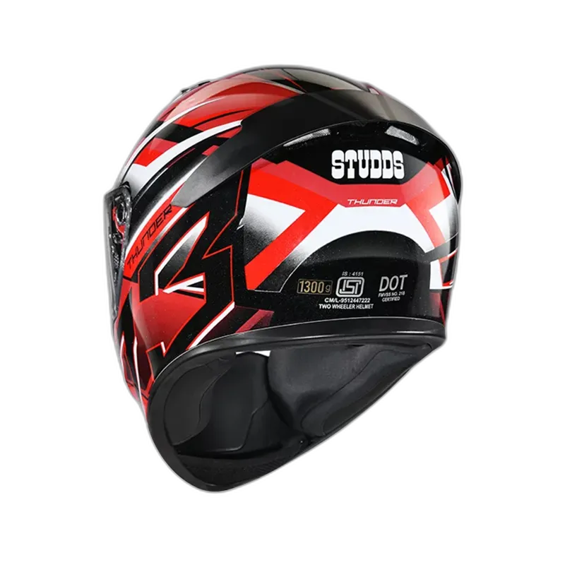 STUDDS Thunder D6 Black White N2 Full Face Helmet
