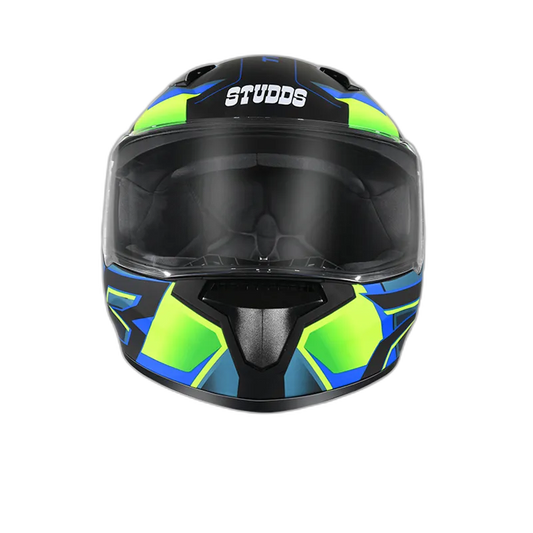STUDDS Thunder D6 Matt Black Green N1 Full Face Helmet