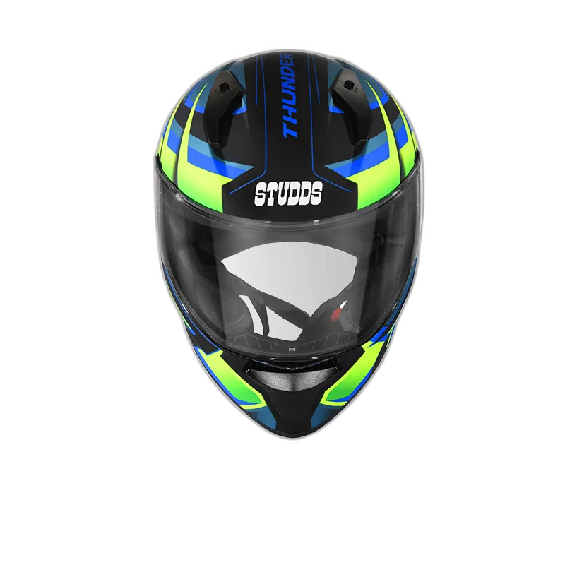 STUDDS Thunder D6 Matt Black Green N1 Full Face Helmet