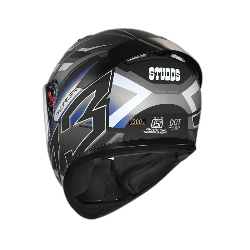 STUDDS Thunder D6 Matt Black Grey N6 Full Face Helmet