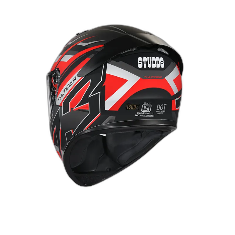 STUDDS Thunder D6 Matt Black Red N4 Full Face Helmet