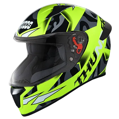 STUDDS Thunder D7 Neon Yellow N9 Full Face Helmet