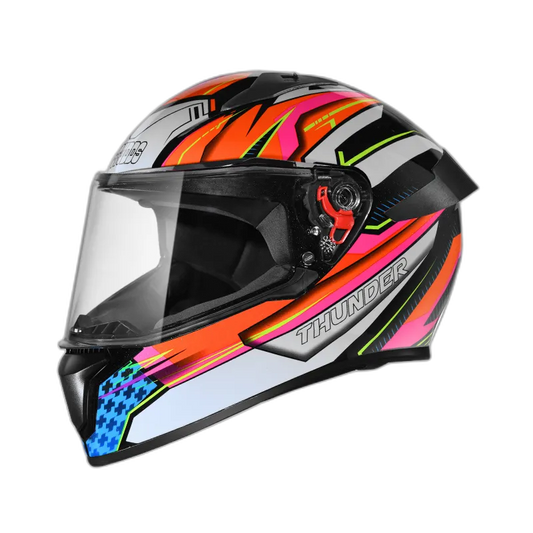 STUDDS Thunder D8 Black N10 Orange Full Face Helmet